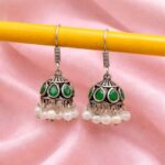 Elegant Jhumki Earring Jewelry for Light Weight Party Look - "Green"