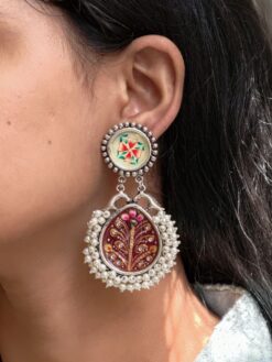 Designer Hand Painted Earring stylish brass jewelry design