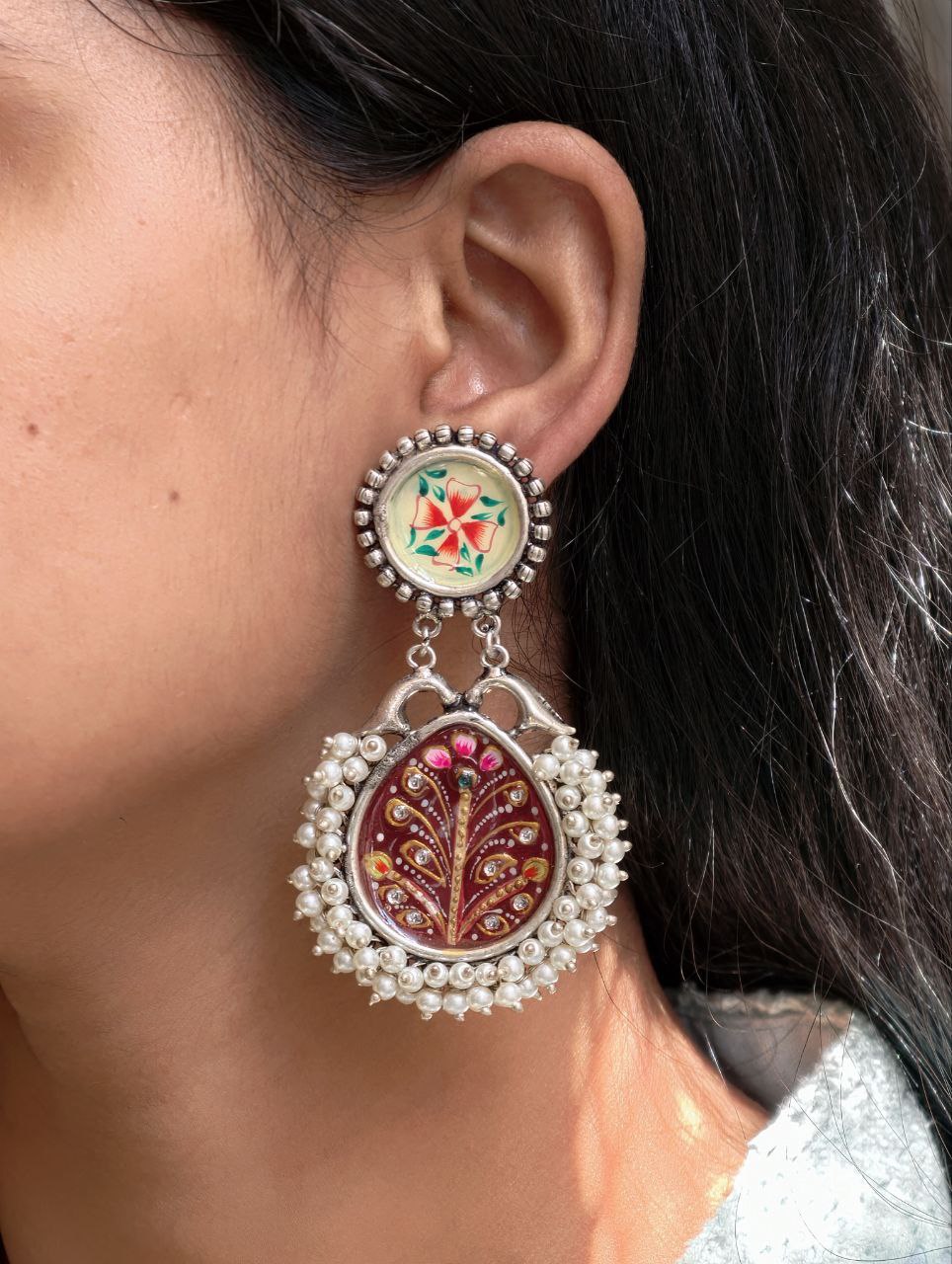 Designer Hand Painted Earring Elegant Jewelry for Stylish Look 1 Designer Hand Painted Earring stylish brass jewelry design