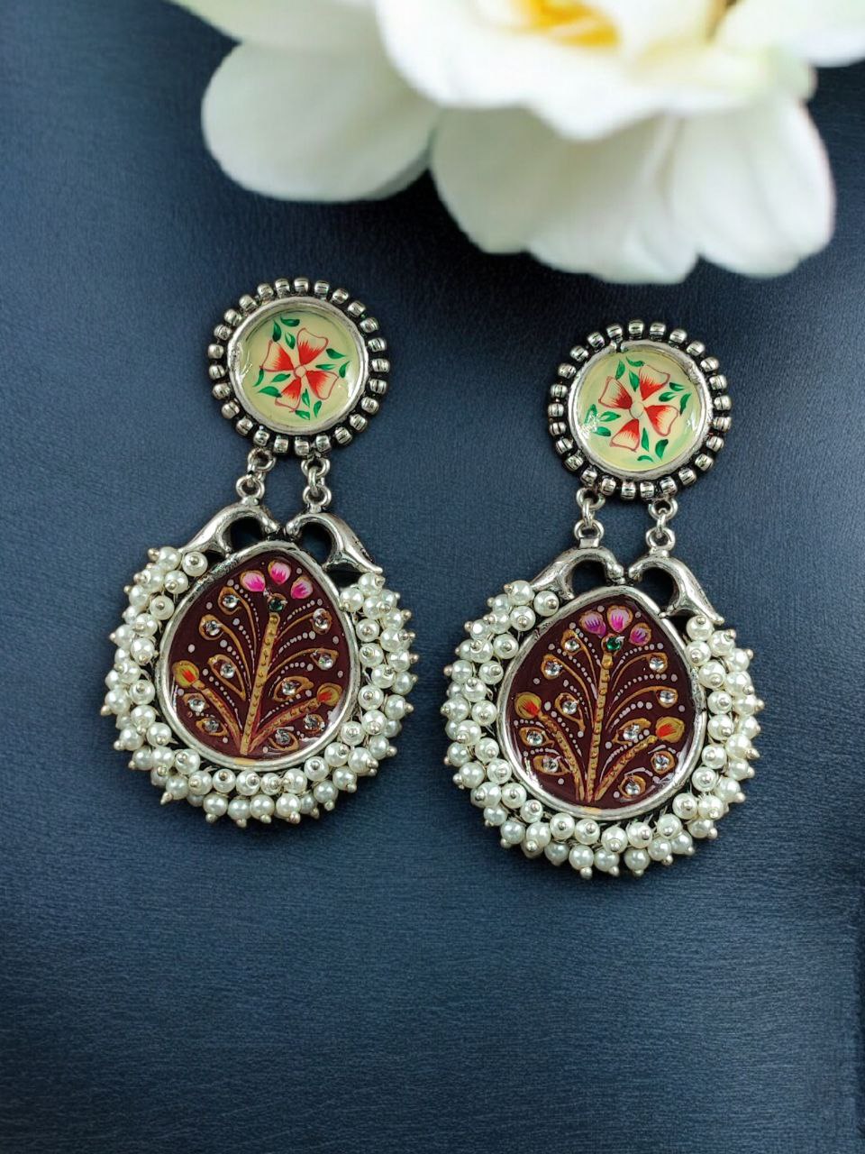 Designer Hand Painted Earring Elegant Jewelry for Stylish Look 2 Designer Hand Painted Earring stylish brass jewelry design