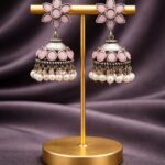 Silver Jhumka Earring Traditional Jewelry for Pearl Work Detailing - ''BabyPink''
