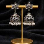Silver Jhumka Earring Traditional Jewelry for Pearl Work Detailing - "White"