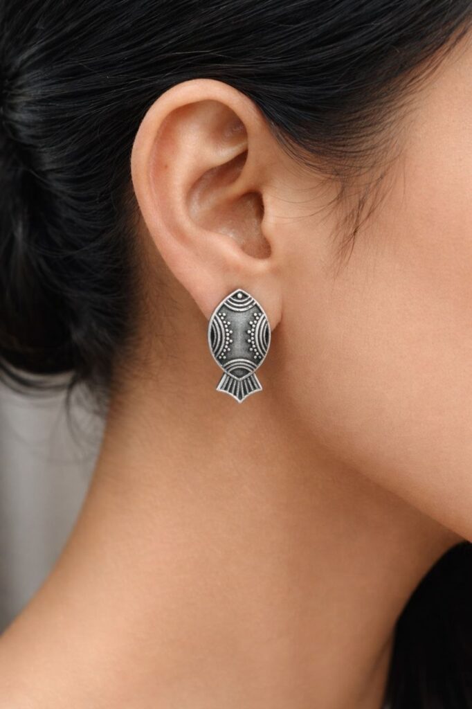 Fish Stud Earring Charming Stylish Jewelry for Beautiful Everyday Look