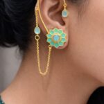 Floral Handmade Earcuff Artistic Jewelry for Beautiful Ethnic Look - "MInt"