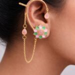Floral Handmade Earcuff Artistic Jewelry for Beautiful Ethnic Look - ''Babypink-Mint''