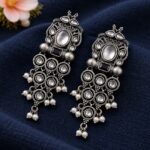 Dangler Silver Earring Stylish Jewelry for Beautiful Party Look - "White"