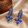 Silver Leaf Meena Kari Earring stylish brass jewelry design