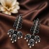 Silver Leaf Meena Kari Earring stylish brass jewelry design
