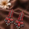 Silver Leaf Meena Kari Earring stylish brass jewelry design
