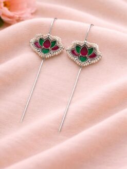 Silver Meena Kari Lotus Earcuff stylish brass jewelry design