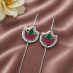 Designer Meena Kari Earcuff Elegant Jewelry for Beautiful Look - "Red"