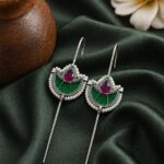 Designer Meena Kari Earcuff Elegant Jewelry for Beautiful Look - "Green"