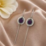 Drop Meena Kari Earcuff Beautiful Jewelry for Stylish Look - " Amethyst"