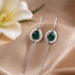 Drop Meena Kari Earcuff Beautiful Jewelry for Stylish Look - "Green"
