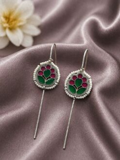 Floral Meena Kari Earcuff stylish brass jewelry design