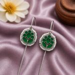 Floral Meena Kari Earcuff Light Weight Jewelry for Party Look - "Green"