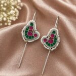 Unique Peacock Meena Kari Earcuff Jewelry for Traditional Look - "Green"