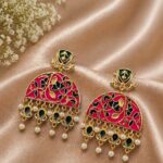 Handmade Meena Kari Earring Traditional Jewelry for Beautiful Pearl Work Detailing - "Pink"