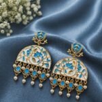 Handmade Meena Kari Earring Traditional Jewelry for Beautiful Pearl Work Detailing - "White"