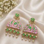 Handmade Meena Kari Earring Traditional Jewelry for Beautiful Pearl Work Detailing - ''BabyPink''