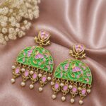 Handmade Meena Kari Earring Traditional Jewelry for Beautiful Pearl Work Detailing - "MInt"