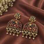 Handmade Meena Kari Earring Traditional Jewelry for Beautiful Pearl Work Detailing - "Red"