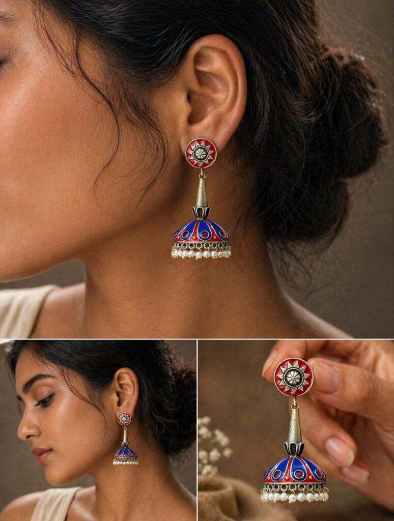 Beautiful Meena Kari Jhumka Earring Traditional Jewelry for Stylish Look