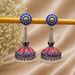 Beautiful Meena Kari Jhumka Earring Traditional Jewelry for Stylish Look - "Red"