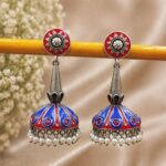 Beautiful Meena Kari Jhumka Earring Traditional Jewelry for Stylish Look - Blue