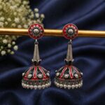 Beautiful Meena Kari Jhumka Earring Traditional Jewelry for Stylish Look - "Black"