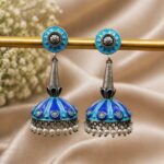 Beautiful Meena Kari Jhumka Earring Traditional Jewelry for Stylish Look - "Aqua"