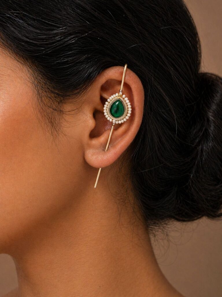 Drop Meena Kari Earcuff Beautiful Jewelry for Stylish Look