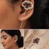 Silver Meena Kari Lotus Earcuff stylish brass jewelry design