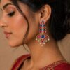 Silver Leaf Meena Kari Earring stylish brass jewelry design