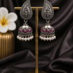 Designer Leaf Jhumka Earring Elegant Jewelry for Beautiful Traditional Look - "Red"