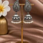 Designer Leaf Jhumka Earring Elegant Jewelry for Beautiful Traditional Look - "White"