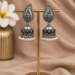Designer Leaf Jhumka Earring Elegant Jewelry for Beautiful Traditional Look - "Black"
