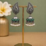 Designer Leaf Jhumka Earring Elegant Jewelry for Beautiful Traditional Look - "Green"