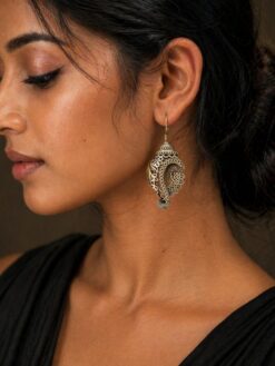 Silver Shankh Earring stylish brass jewelry design