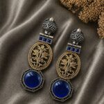 Two Tone Earring Leaf Designer Jewelry for Beautiful Traditional Look - Blue
