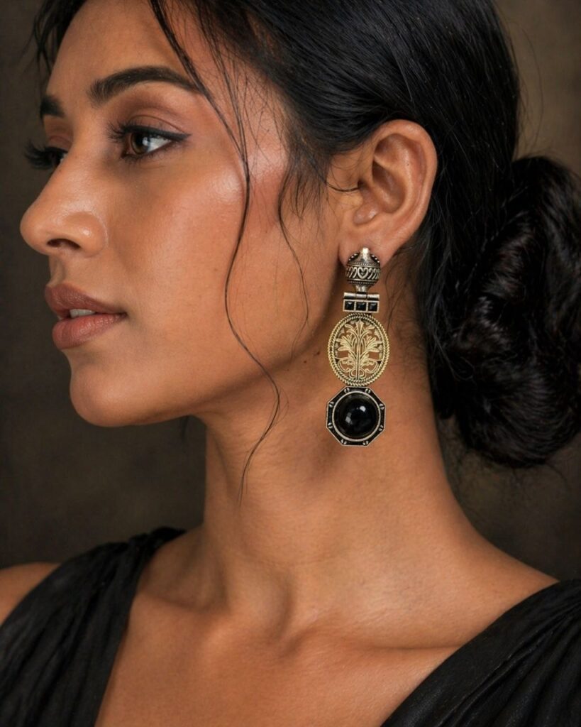 Two Tone Earring Leaf Designer Jewelry for Beautiful Traditional Look