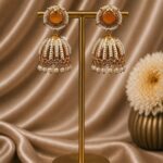 Gold Plated Jhumka Earring Traditional Jewelry for Beautiful Pearl Work Detailing - "Yellow"