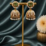 Gold Plated Jhumka Earring Traditional Jewelry for Beautiful Pearl Work Detailing - "MInt"