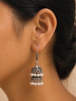 Silver Jhumki Earring stylish brass jewelry design