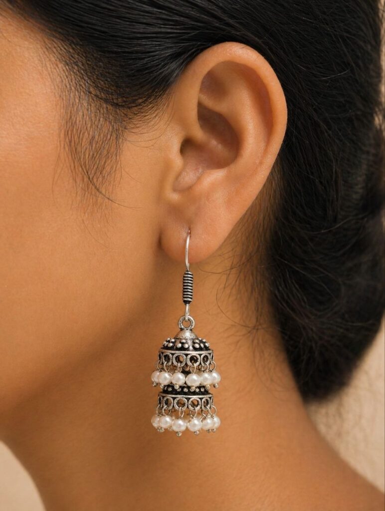 Silver Jhumki Earring Minimal Jewelry for Light Weight Everyday Look