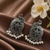 Silver Peacock Earring stylish brass jewelry design