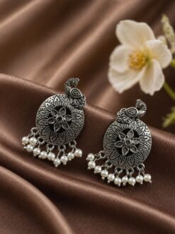 Silver Peacock Earring stylish brass jewelry design