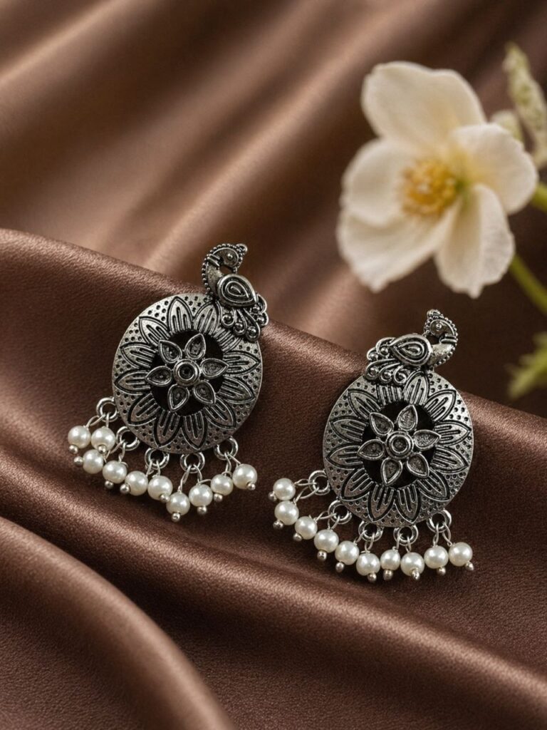 Silver Peacock Earring Stunning Jewelry for Party Look