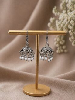 Silver Jhumki Earring stylish brass jewelry design
