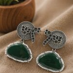 Unique Peacock Earring Stunning Traditional Jewelry for Ethnic Look - "Green"